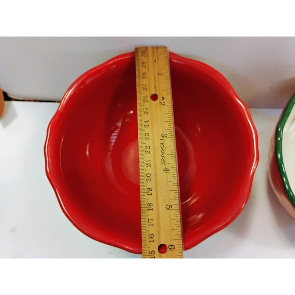 Pioneer Woman Blossom Jubilee Footed Soup Cereal Bowls Set of 2 Red Yellow AS IS